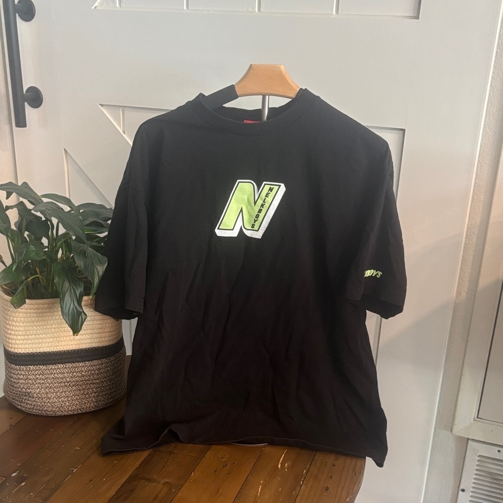 Nelk Black Graphic Tee with Neon Green Accents